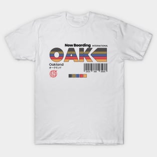 Vintage Oakland OAK Airport Label Retro Travel California T-Shirt